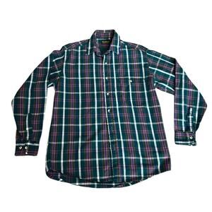 Osh Kosh B'Gosh Men's Green Plaid Flannel Button Down Shirt Size Medium